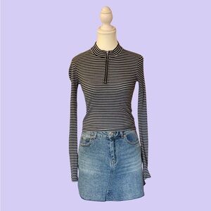 Hollister Striped Zip-Up Long Sleeve Top